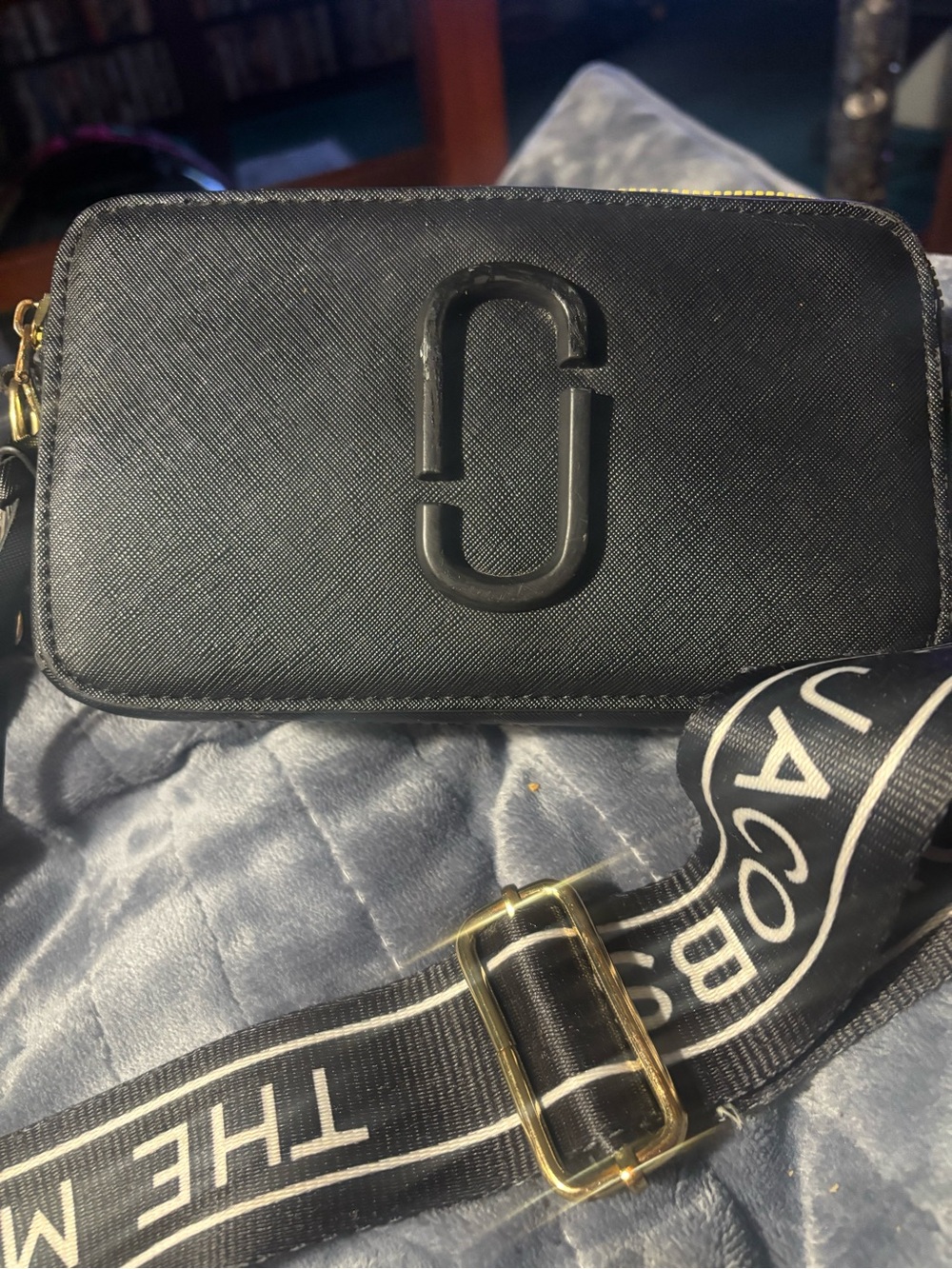 The Marc Jacobs Black Crossbody Bag with Branded Strap